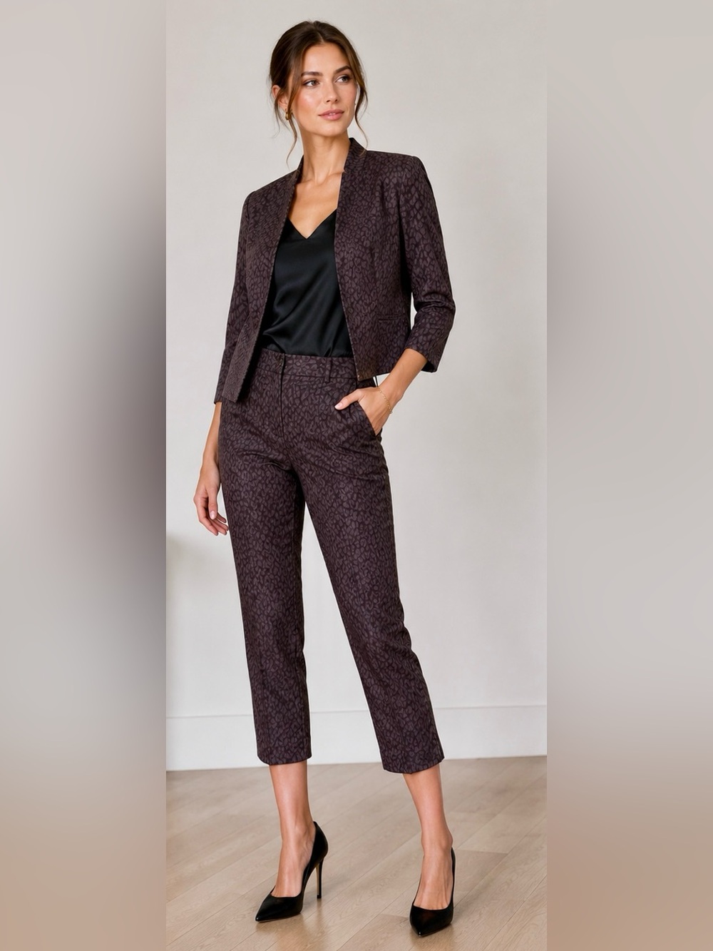 Banana Republic Black Subtle Pattern Suit